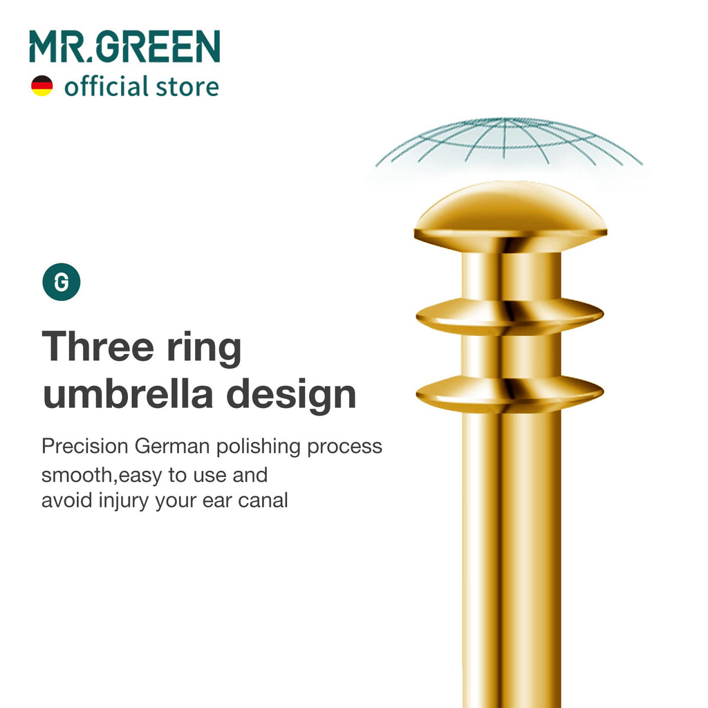 MR.GREEN Ear Wax Removal Ear Cleaner Double End Earwax Remover 360° Cleaning Three Ring Ear Pick Stainless Steel Ear Care Tools (Two piece Pack)