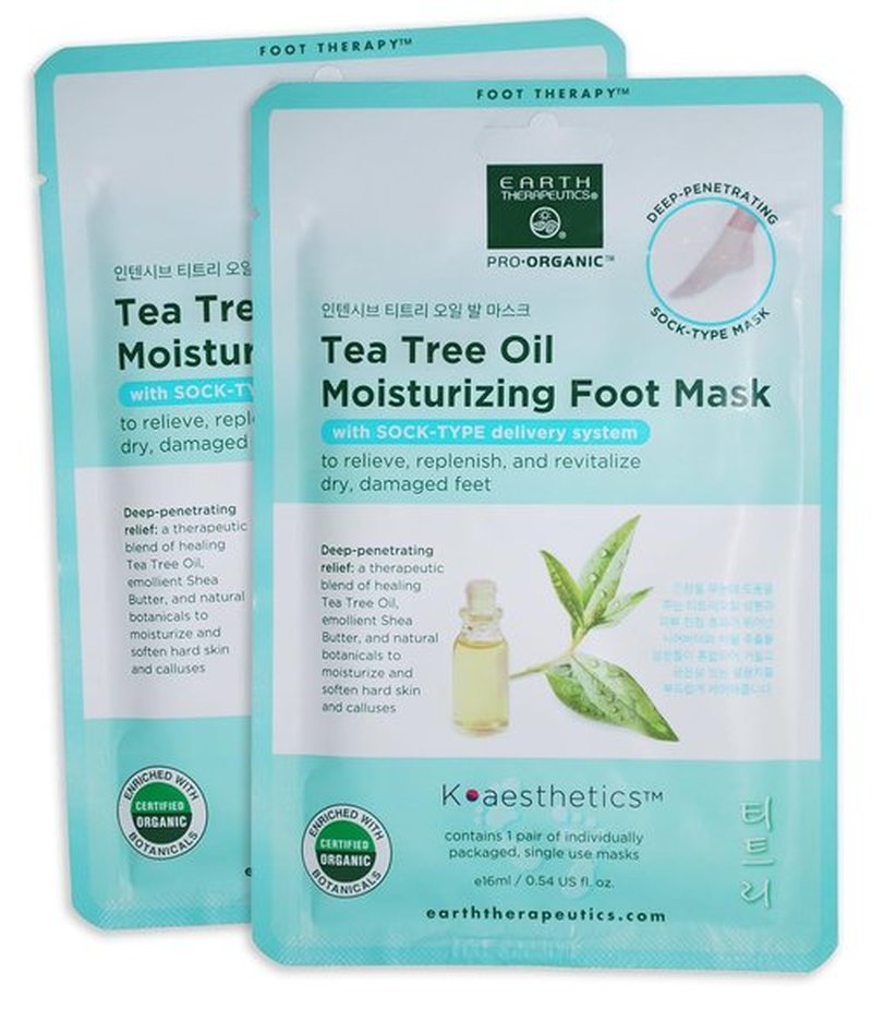 Earth Therapeutics Tea Tree Oil Moisturizing Foot Mask - 2 Pack (2 Pairs)