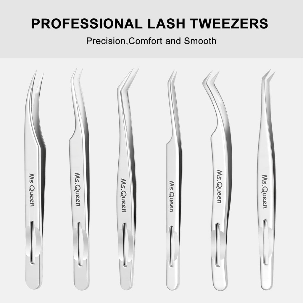 Ms.Queen Isolation Tweezers for Lash Extensions,Dolphin Shape Curved Isolation Lash Tweezers for Classic and Volume Lash Extension Applying