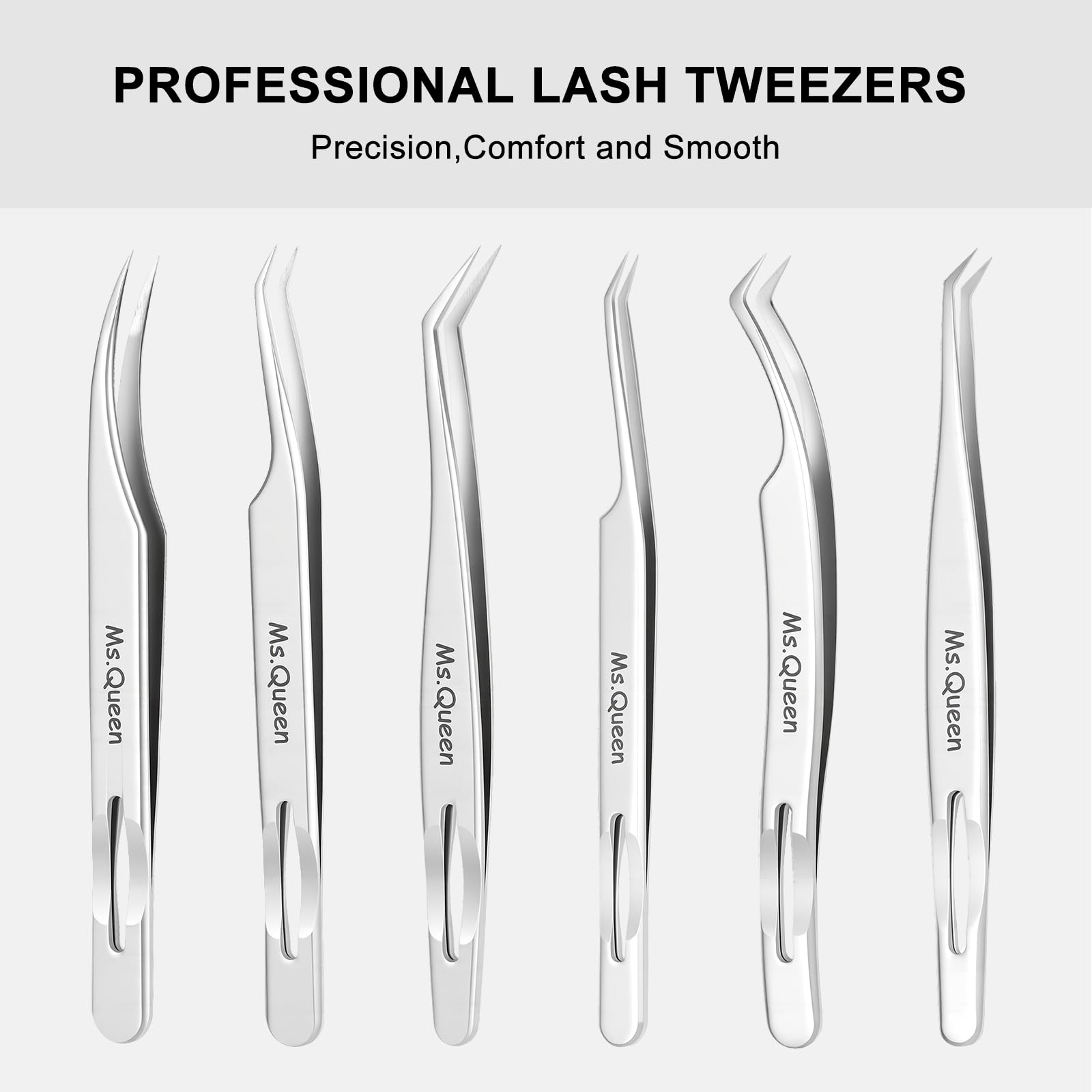 Ms.Queen Isolation Tweezers for Lash Extensions,Dolphin Shape Curved Isolation Lash Tweezers for Classic and Volume Lash Extension Applying