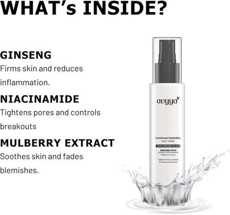 Regine Switzerland Luminous Hydrating Face Toner - Ginseng & Niacinamide for Dull Skin | Pore Tightening & Brightening - 3.38 fl oz