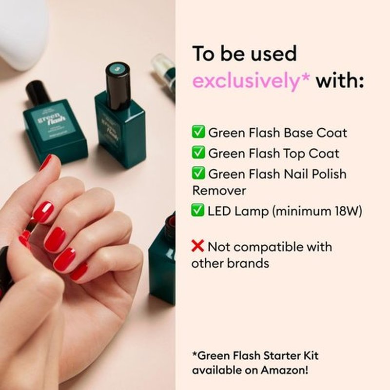 Manucurist Green Flash LED Hollyhock - Black Cherry Red Gel Nail Polish - Blackish Red Gel Polish - Vegan, 12-Free, Plant-Based - Strengthens and Protects the Nail - Made in France - 0.5 fl oz