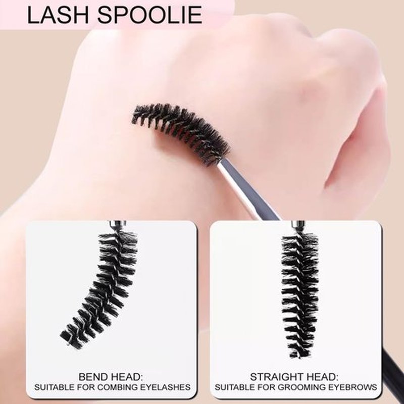 KINGMAS Eyebrow Brush - Professional Duo Angled Spoolie for Lining & Shaping Brows | Black