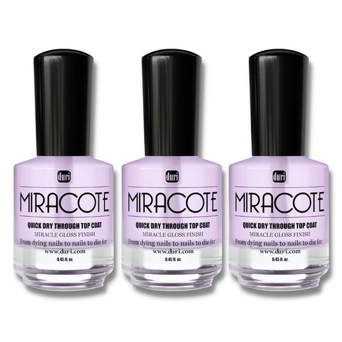 Duri Miracote Quick-Dry Top Coat - High Gloss, Chip Resistant Nail Polish Protector | 3-Pack for Strength & Growth