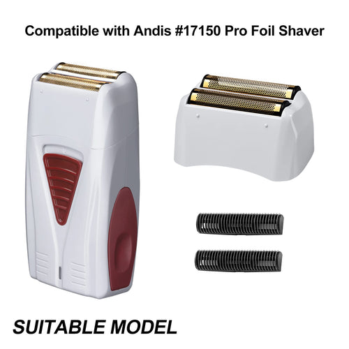 2 Packs Pro Shaver Replacement Foil and Cutters Compatible With Andis #17155 & #17150 Shaver Pro Foil (golden)