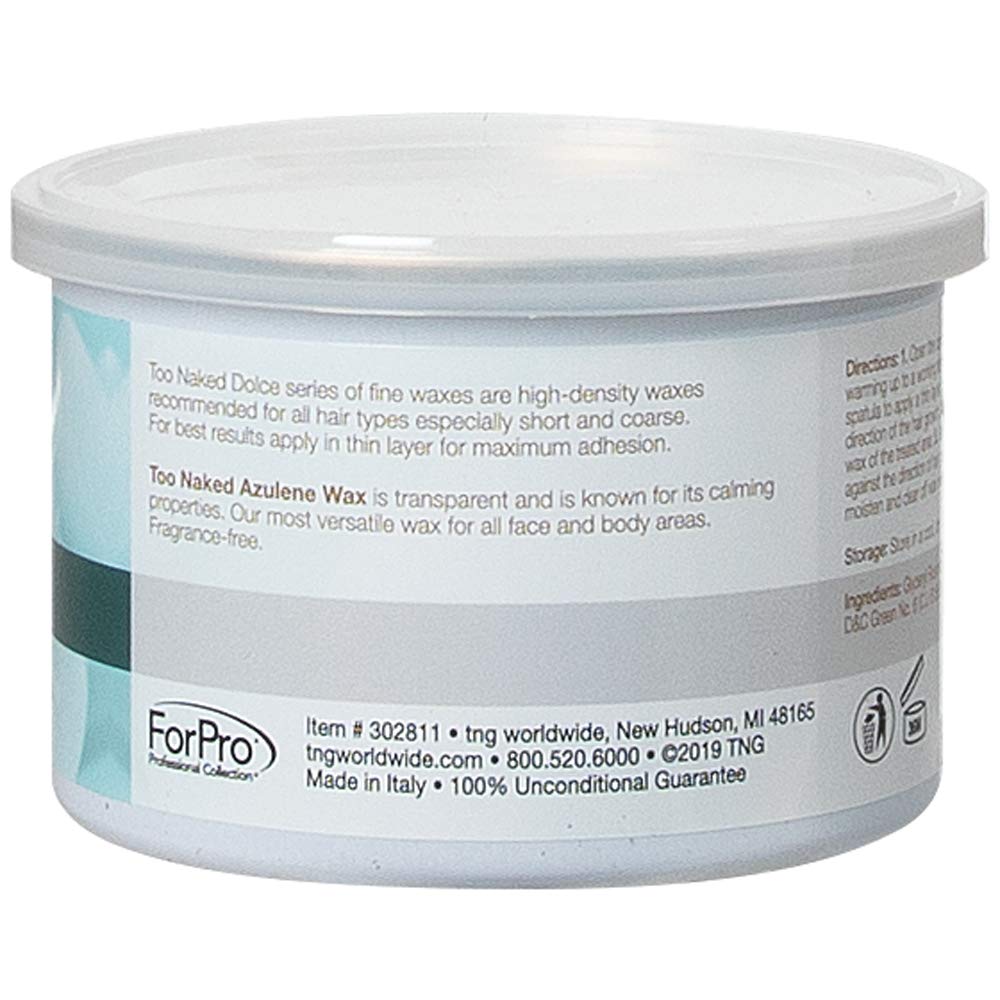 Too Naked Hair Removal Azulene Wax, Dolce Series, Extra Creamy, Gentle, Calming, Transparent Wax, Fragrance Free, 14 oz. (Pack of 12)
