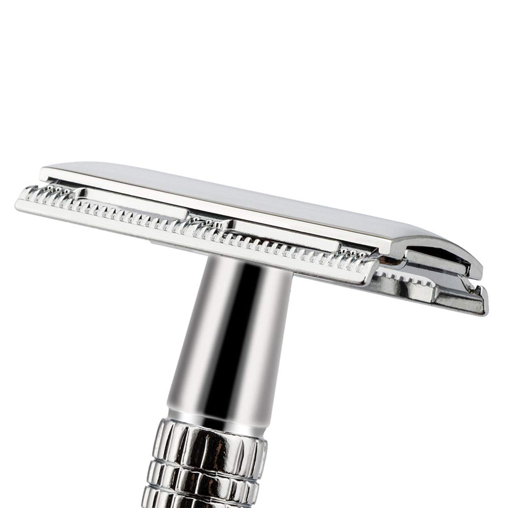 BAILI Classic 3-Piece Double Edge Safety Razor Wet Shaving for Men Women with Platinum Blade and Mirrored Travel Case BD171