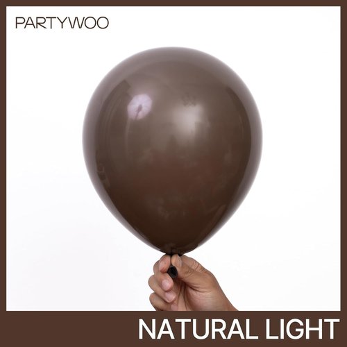 PartyWoo Dark Brown Balloons - 100pcs Boho Coffee Neutral Fall Arch Kit | 5-18 Inch Sizes for Celebrations