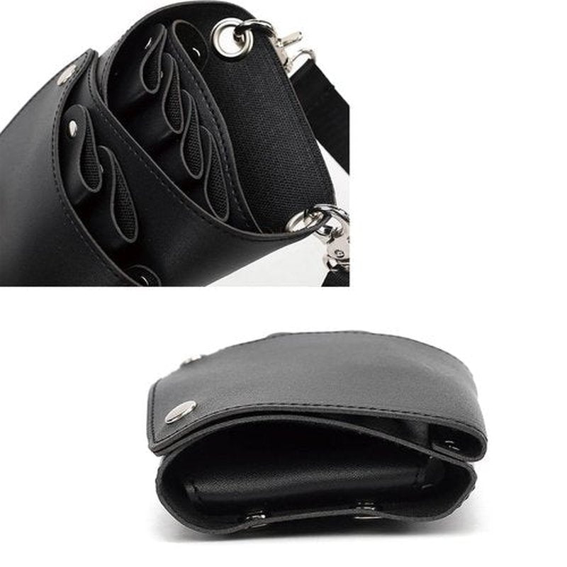 Scissor Bag, faux Leather Salon Barber Professional Scissors Holster Hair Stylist Tools Bag with Waist Shoulder Belt