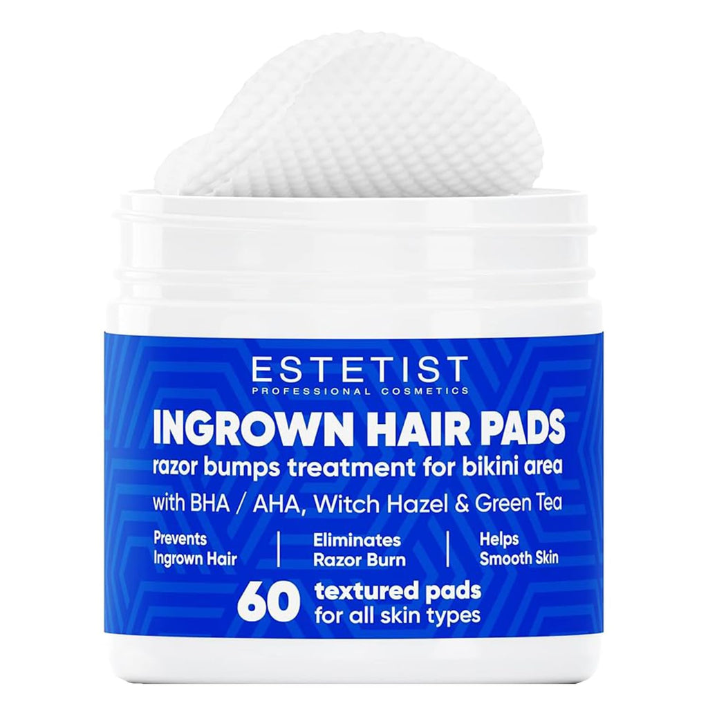 ESTETIST Ingrown Hair Pads, Razor Bump Stopper & Exfoliating Treatment Wipes with AHA BHA, For Bikini, Legs, Underarms, Face - Targets Strawberry Legs, Scars, Irritation, 60 Count