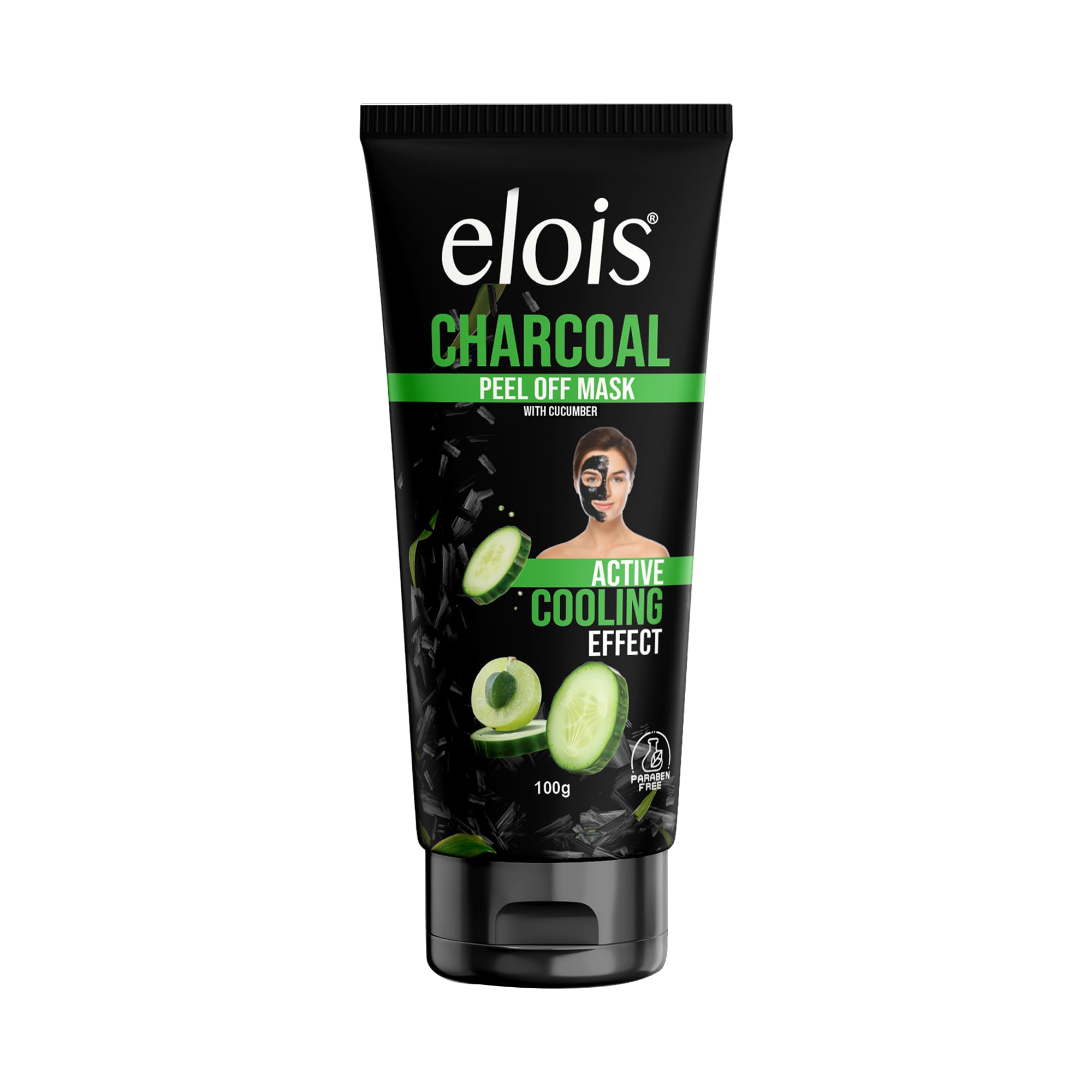 elois Charcoal Peel Off Face Mask for Men & Women | Removes Blackheads and Whiteheads | Active Cooling Effect | Deep Skin Purifying Cleansing (3.38 Floz)