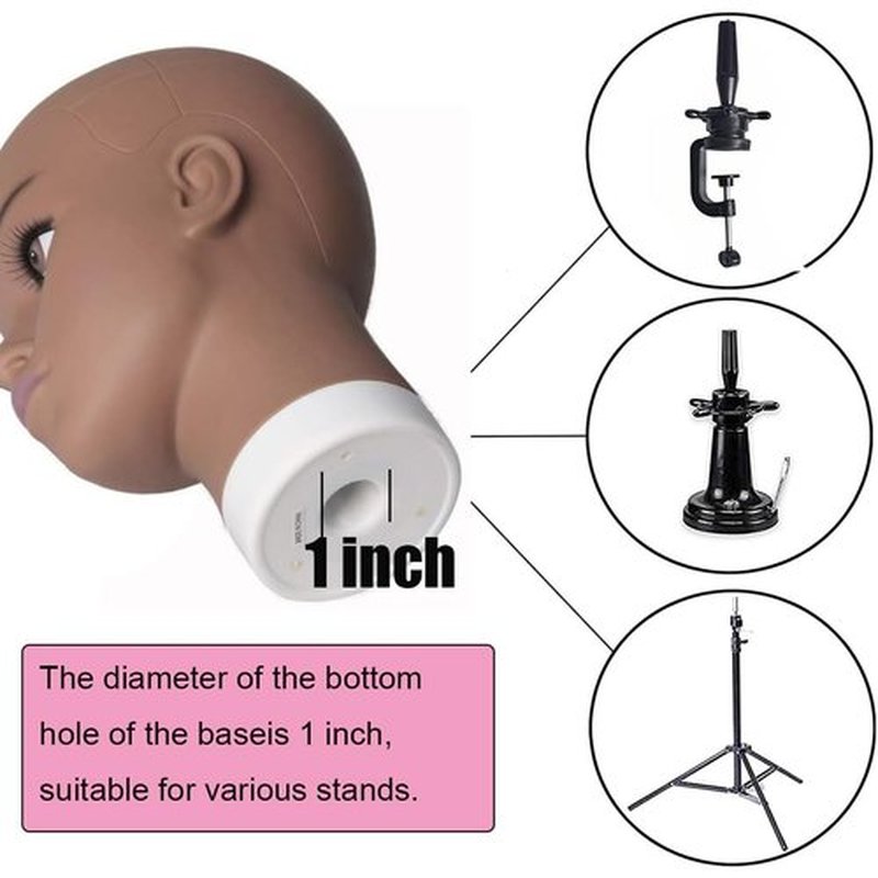 HAIRWAY Mannequin Head Female Mannequin Head Stand Cosmetology Mannequin Head for Wigs Manikin Doll Mannequin Head for Wigs Making and Display with Free T-pins (Brown, 21.5inch)