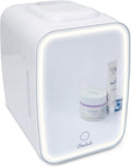 Cooluli Glow Mini Skincare Fridge - 4L with Mirror & LED Light for Beauty, Makeup, and Food - White
