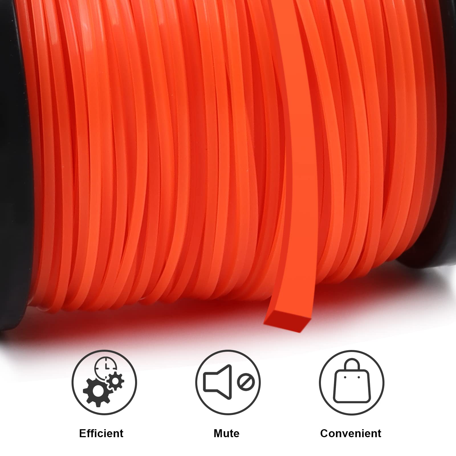 Viabrico .095" Weed Eater String, Square Orange Heavy Duty String Trimmer Line, Weed Wacker String Universal Commercial Grade, Premium Nylon Weedeater Line 0.095" x 1.7LB, 330Foot