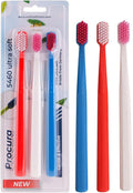 Ved Replacement Toothbrush Heads - Soft Bristle Pack for Adults | Medium & Extra Soft Options (Red, White, Dark Blue)