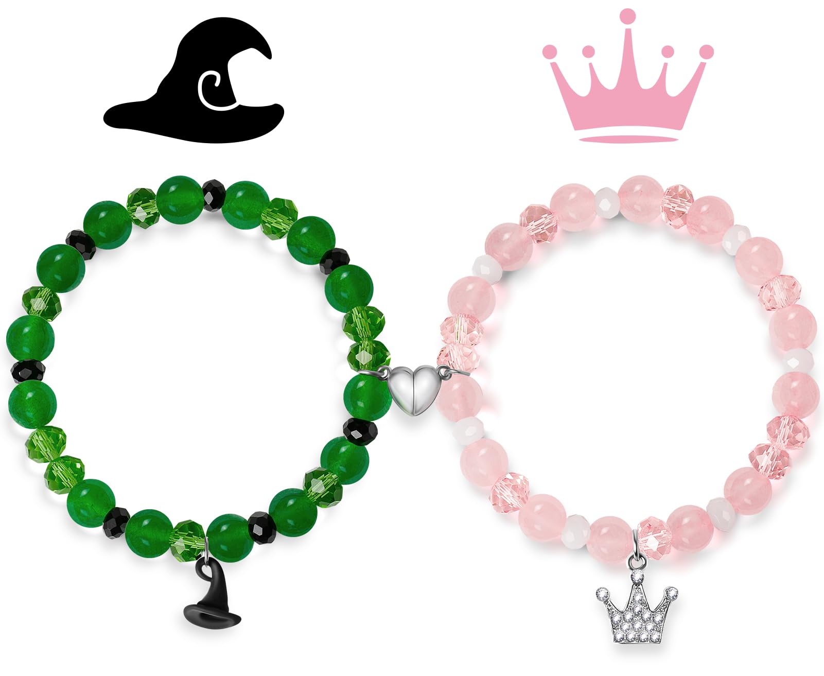 SEIKEIN Friendship Bracelet Gifts for Women: Galinda Rhinestone Crown Witch Hat Friendship Matching Bracelets Christmas Day Mothers Day Gifts for Womens Fans Party Dress Decor