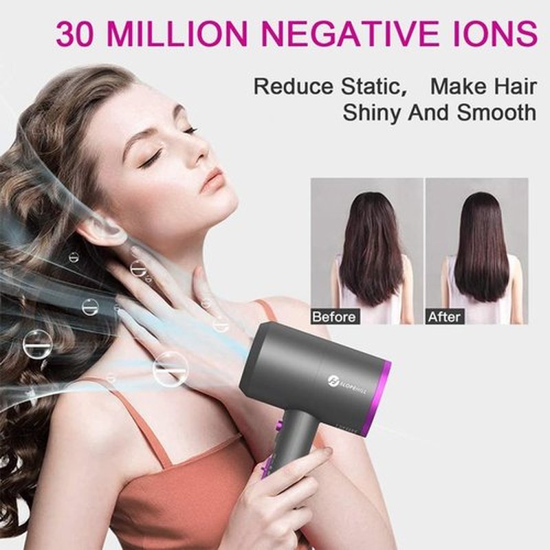 Slopehill Professional Ionic Hair Dryer - Powerful 1800W Fast Drying with Low Noise & Attachments