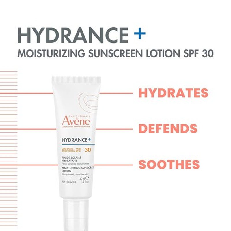 Avène Hydrance+ Moisturizing Sunscreen Lotion - SPF 30 | Hydrating Formula, 1.3 Fl Oz