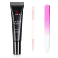Curvlife 15g Semi Solid Nail Glue Kit for Press On Nails - 3pc Professional Set with Czech Glass File & Cuticle Pusher for Flawless Application & Removal