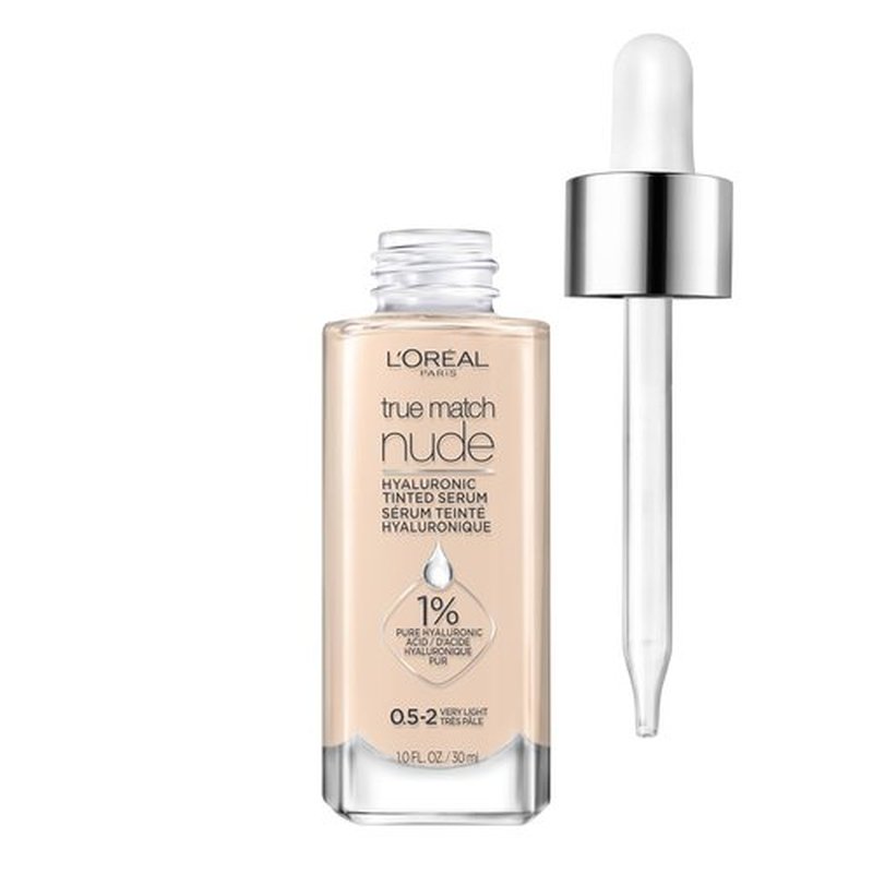 L'Oreal Paris True Match Nude Hyaluronic Tinted Serum Foundation - Lightweight Hydration, Very Light 0.5-2, 1 fl. oz.