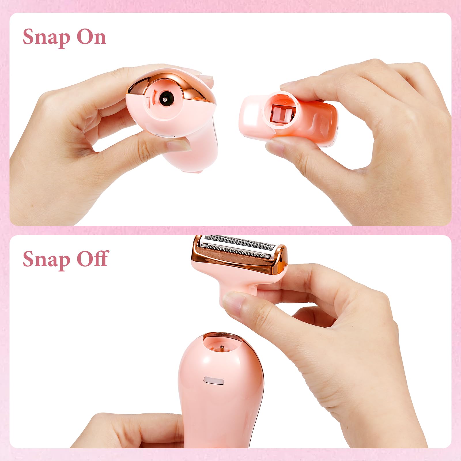 Electric Shaver for Legs Pubic Body Hair, 4 in 1 Bikini Trimmer for Women, Replaceable Lady Facial Nose Razor, IPX7 Waterproof Rechargeable Women's Grooming Kit