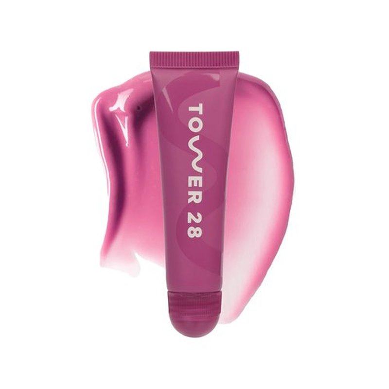 Tower 28 LipSoftie Tinted Lip Balm Treatment - Hydrating Glossy Balm & Overnight Mask with Jojoba Oil - Confetti Cake (0.38 oz)