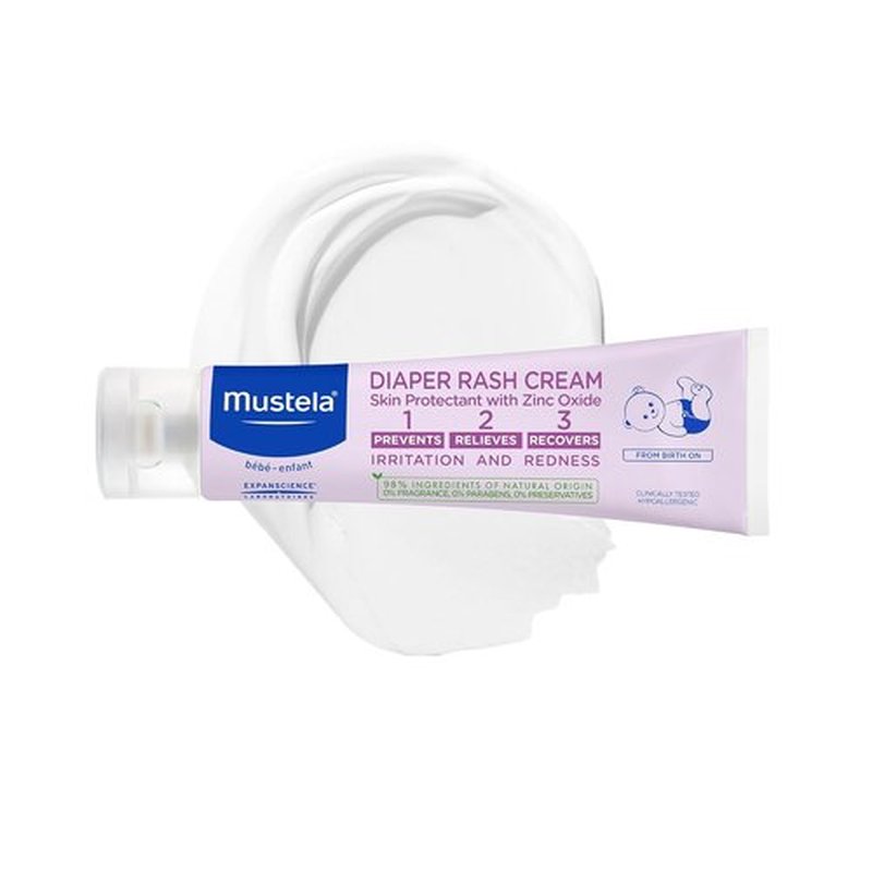 Mustela Baby Diaper Rash Cream - Zinc Oxide Skin Protectant - Fragrance-Free & Paraben-Free - 98% Natural Ingredients