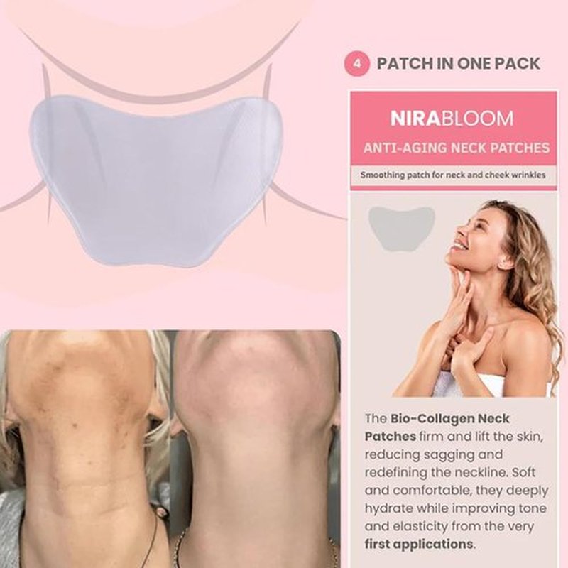 Skiennix Bio-Collagen Necklift Mask - Achieve a Youthful Neck in Just 1 Use | Hydrating & Firming Silicone Patches (2)