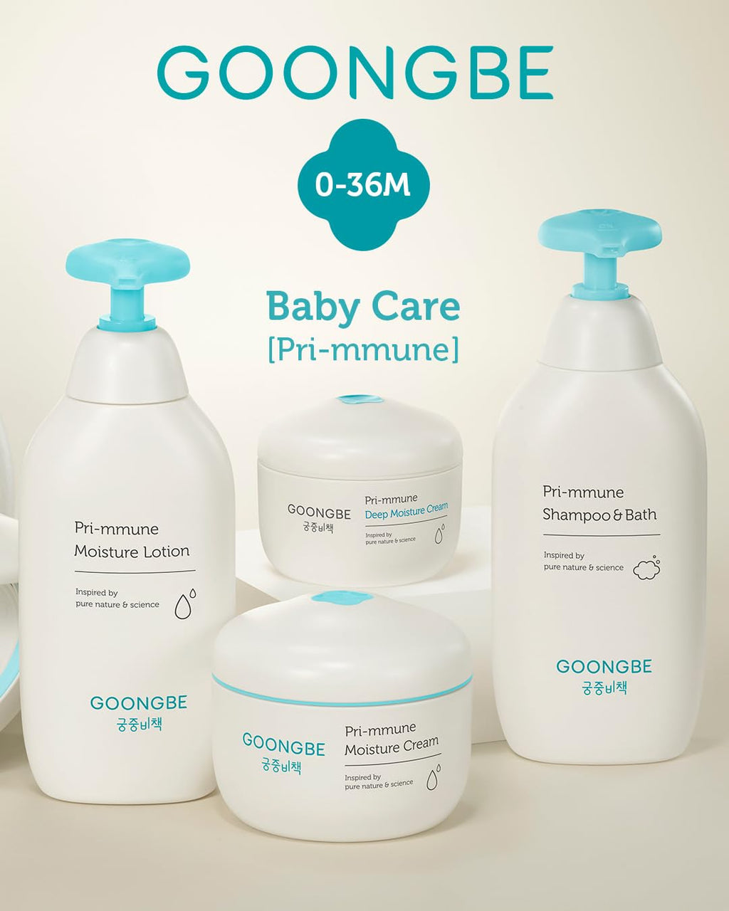 GOONGBE Pri-mmune Baby Moisturizing Cream – 72-Hour Hydration for Dry Sensitive Skin – Korean Face & Body Cream with Multi-Ceramide, Shea Butter & Royal Oji Complex – Non-Greasy, No Petrolatum, 6.1oz