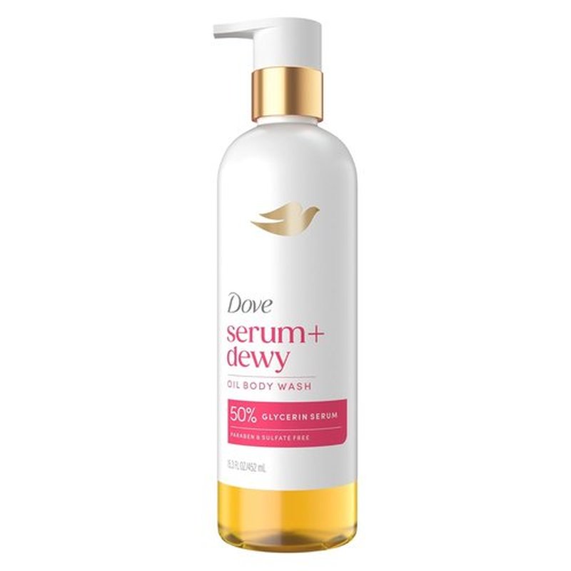 Dove Serum+ Shower Oil Body Wash - Hydrating Coconut & Geranium Oil Cleanser, 15.3 fl oz