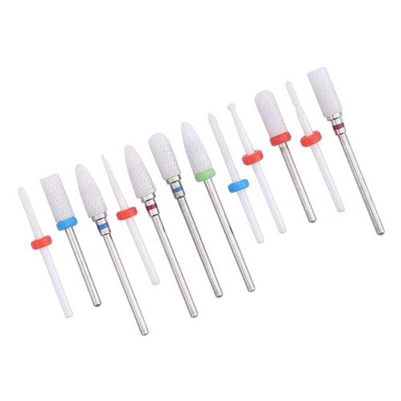 Ceramic Nail Drill Bits 12Pcs Set, Ceramic Milling Cutter Nail Drill Bit for Electric Grinding Machine, Nail Drill Bits Set for Acrylic Gel Nails Professional Burrs