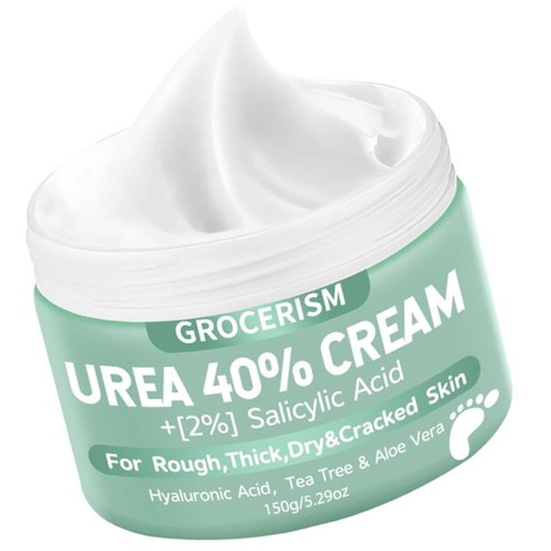 Grocerism Urea Cream 40% - Maximum Strength Foot & Hand Cream with Salicylic Acid, 5.29 oz | Deep Moisturizing Formula with Hyaluronic Acid, Tea Tree & Aloe Vera