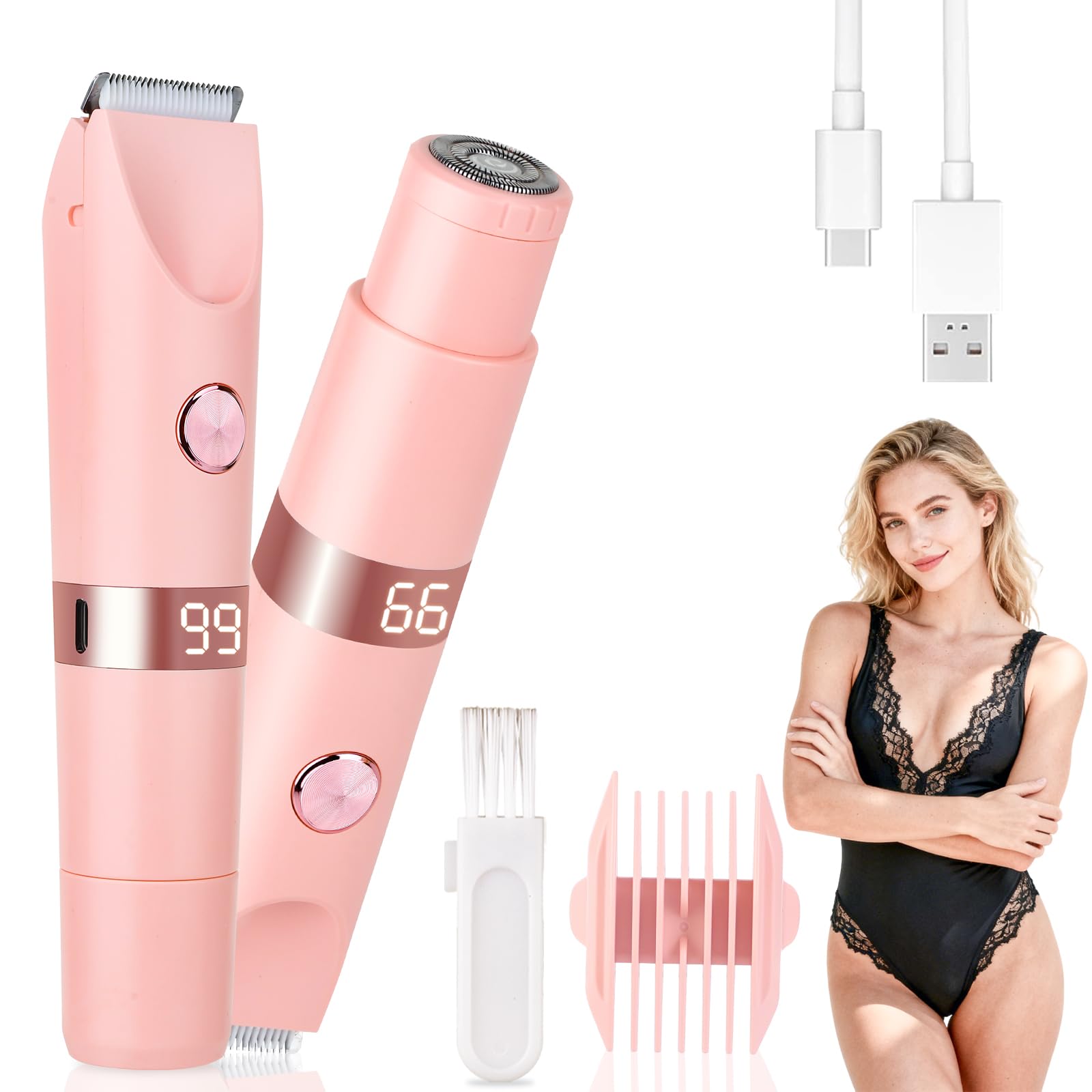 Beanify Wet & Dry Electric Razor for Women Men,4 in 1 Rechargeable Led Display Electric Shaver and Facial Hair Remover (Assorted)