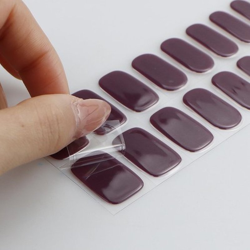 JMEOWIO Gel Nail Stickers Wine Red Purple Semi Cured Gel Nail Strips Wraps UV/LED Nails Art Design Decoration Accessories