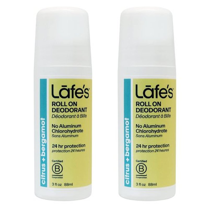 Lafe's Natural Deodorant - Aluminum-Free Citrus & Bergamot Roll-On | 3oz | 2 Pack