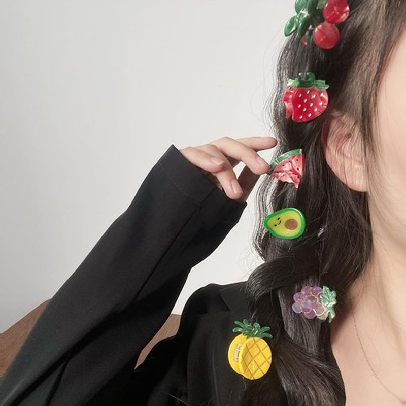 Mini Strawberry Hair Clip,Acetate Hair Claw,Small Hair Clips for Women,Pack of 2