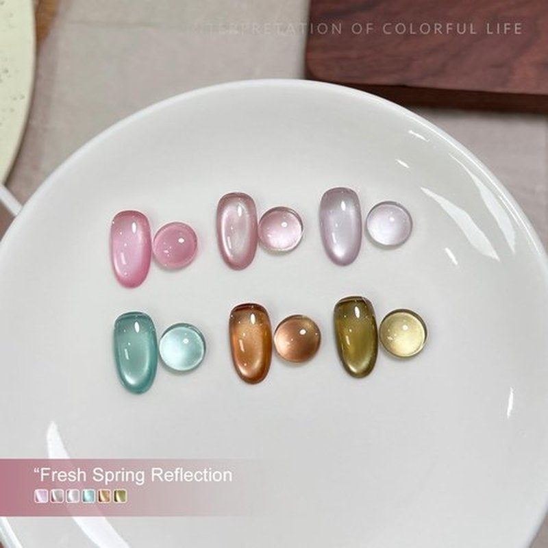 GAOY Cat Eye Gel Nail Polish Set - 6 Colors of Translucent Holographic Glitter | Soak Off UV Gel for Salon & DIY Nail Art