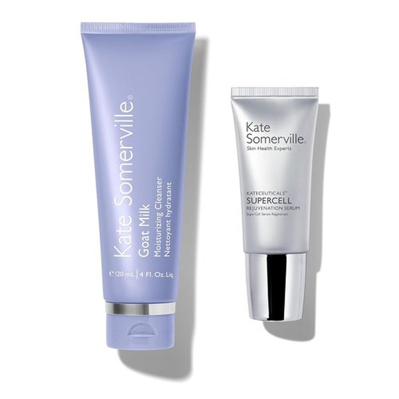 **Kate Somerville Goat Milk Moisturizing Cleanser & SuperCell Peptide Serum Duo - 4oz & 1oz**