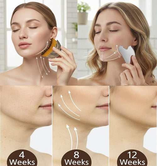 2 PCS Set Lymphatic Contour Face Brush,Stainless Steel Guasha Tool,Lymphatic Drainage Massager for Face,Ergonomically Designed to Fit The Skin Precisely and Relieve Fatigue,Skincare Gift for Women