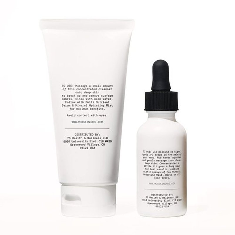 MOX Men's Skincare Starter Set (2 pc set) | Includes Exfoliating Peppermint Face Cleanser + Multi Vitamin Hydrating Serum | Anti-Aging Ingredients to Fight Fine Lines & Tired Looking Skin