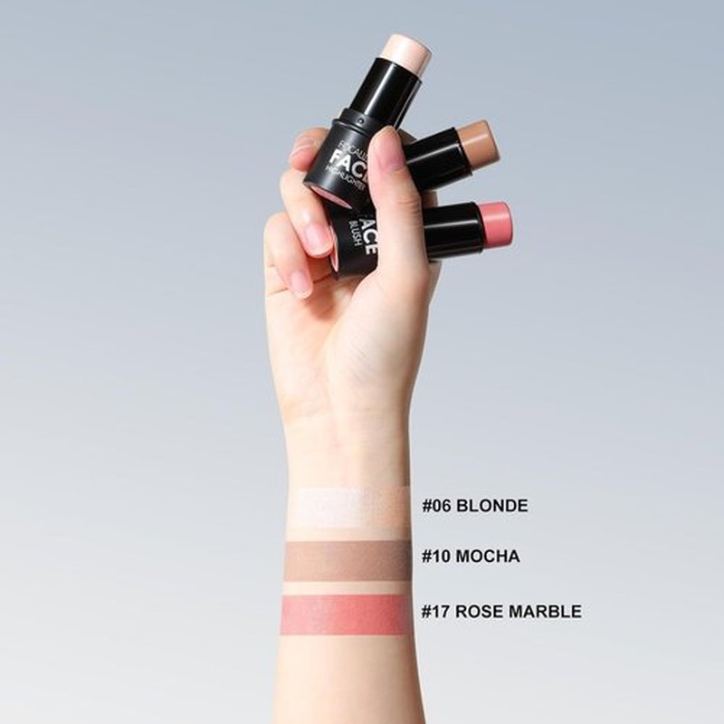 FOCALLURE Cream Contour Sticks Set - 3 Pcs with Highlighter, Bronzer & Blush | Non-Greasy, Long-Wear, Lightweight Finish - Light-Medium