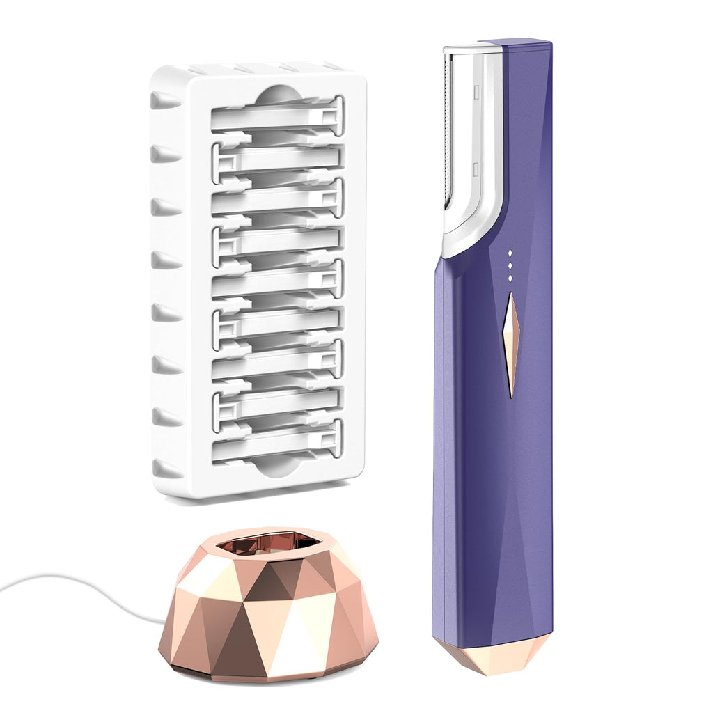 COPCOP Sonic Dermaplane Razor for Women Face, Painless Facial Exfoliation & Peach Fuzz Hair Removal Tool with 10 Upgraded Micro-Mesh Blades, Gentle Dermaplaning, Gift for Mom (Purple)