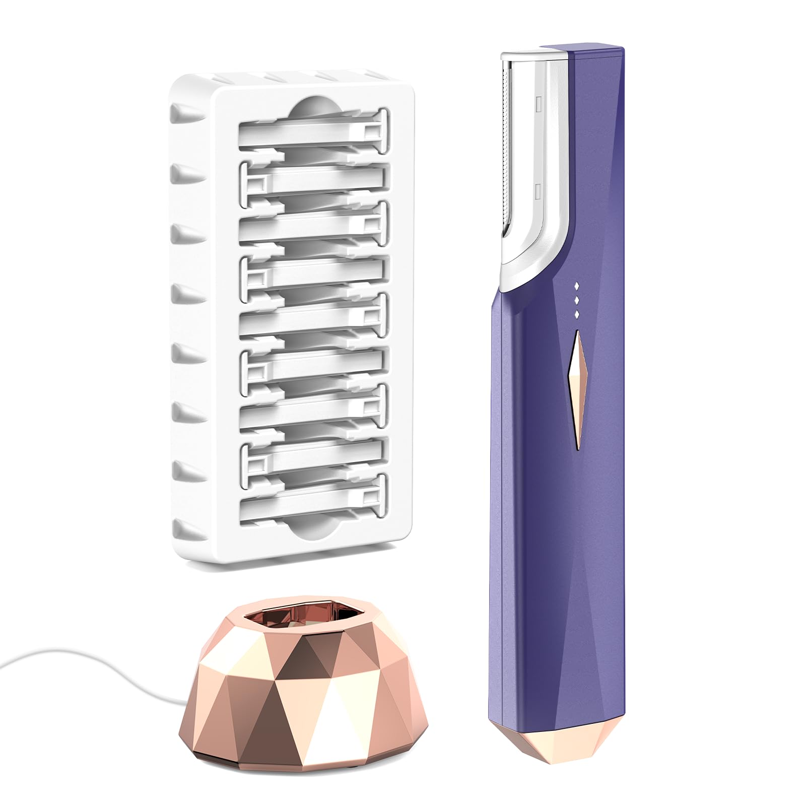 COPCOP Sonic Dermaplane Razor for Women Face, Painless Facial Exfoliation & Peach Fuzz Hair Removal Tool with 10 Upgraded Micro-Mesh Blades, Gentle Dermaplaning, Gift for Mom (Purple)