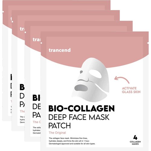 Trancend™ Real Deep Collagen Face Mask for Korean Skin Care – Hydrogel Sheet Mask, Overnight Hydrating Mask for Pore Minimizing, Elasticity & Firming, Bio Collagen Treatment - 39G (4 Count)