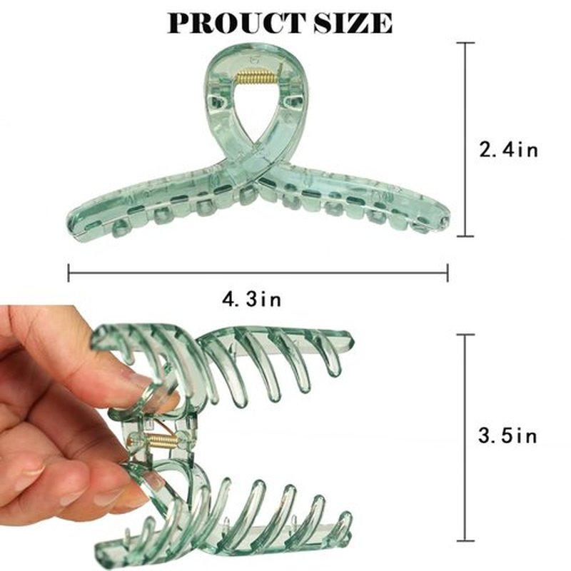 6pcs Large 4.7inch Acrylic Jelly Hair Claws for Women - Strong Hold Clips for Thick, Curly & Thin Hair, Wonderful Gift, Super Cute Colors