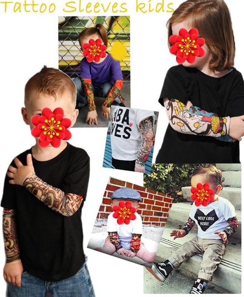 iToolai 5 Pairs Fake Tattoo Arm Sleeves for Kids Boys Girls Temporary UV Protection Tattoo Arts Sleeve Sets(Patterns 1)