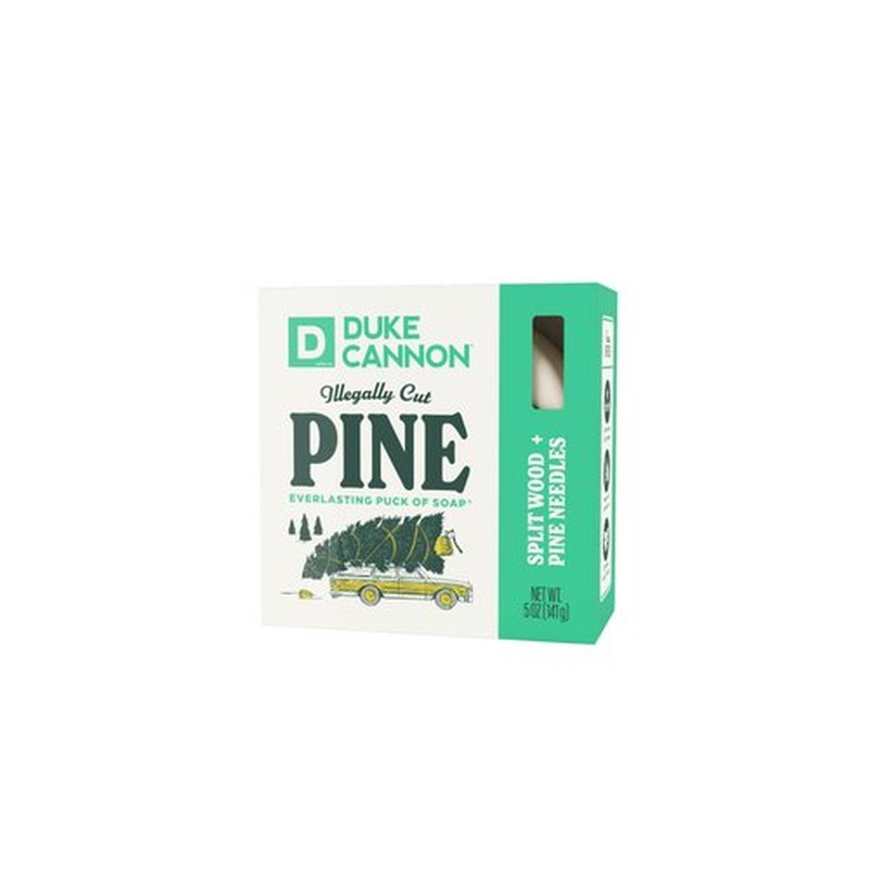 Duke Cannon Illegally Cut Pine Soap for Men – Split Wood + Pine Needles Scent, Long-Lasting Puck of Soap, 10 oz Bar