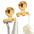 IGDALAR Suction Cup Razor Holder, 2 Pack Steel Wall Mount, No-Drill Bathroom Storage with 15 lbs Capacity, Modern Twist Lock Design for Shower Razors, Towels and Loofahs (Glod)