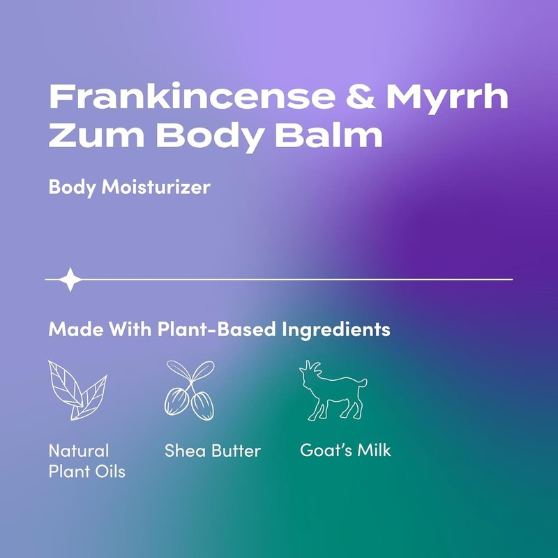 Zum Indigo Wild Body Balm - Natural Moisturizer with Goat's Milk & Shea Butter - Frankincense & Myrrh - 2.5 oz