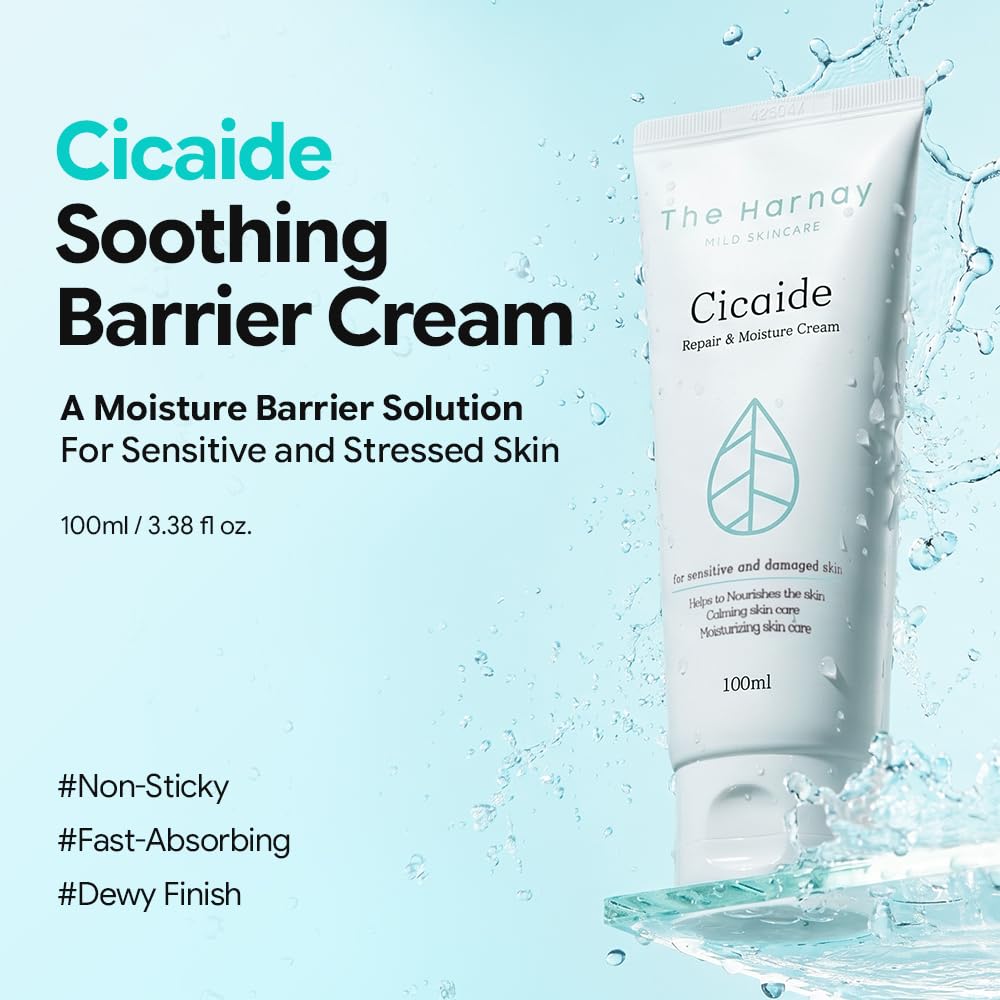 The harnay Cicaide Cream 3.53 oz | Korean Cica & Ceramide Daily Face Moisturizer for Sensitive Skin | Long Lasting Hydration & Soothing Barrier Care | K-Beauty, Crema Hidratante para la Cara Coreana